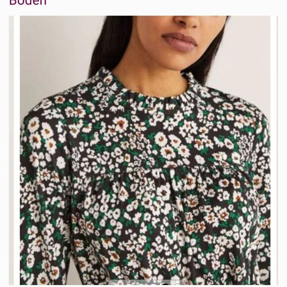 Boden Woman's Easy Yoke Mini Jersey In Heart Bloom Floral Summer Dress Sz 10L - Picture 3 of 13